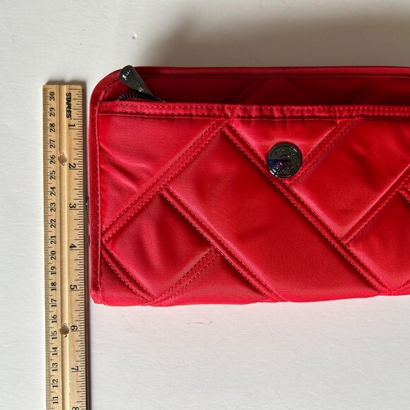 Lug Zeppelin 2 RFID Wristlet Wallet Poppy Red with Houndstooth Interior - Picture 8 of 11